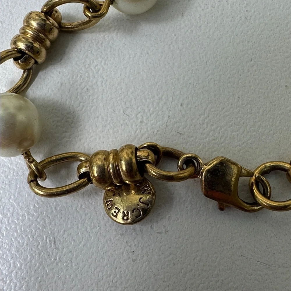 J.Crew Gold Pearl Station Long Necklace - Elegant Pearl Chain - Picture 2 of 5